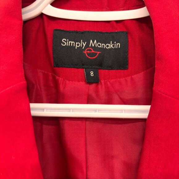 Simply Manakin Red Button Down Pocket Details Lined Short Sleeve Blazer Sz 8 - Picture 2 of 9